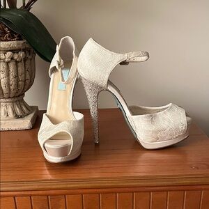 Betsey Johnson White Peep-Toe Heels
